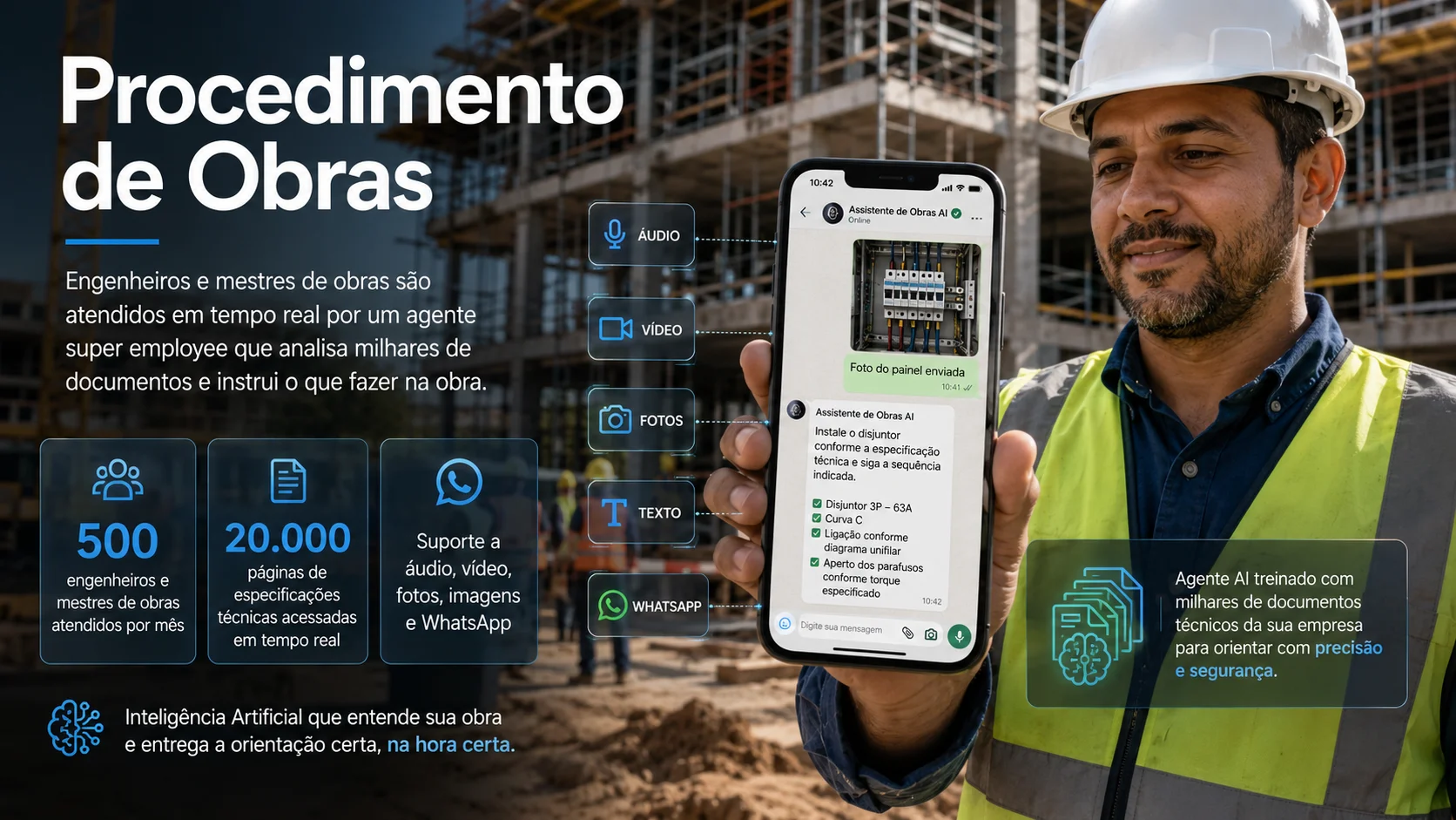 Procedimento de Obras: assistente de IA no WhatsApp para engenheiros e mestres de obras